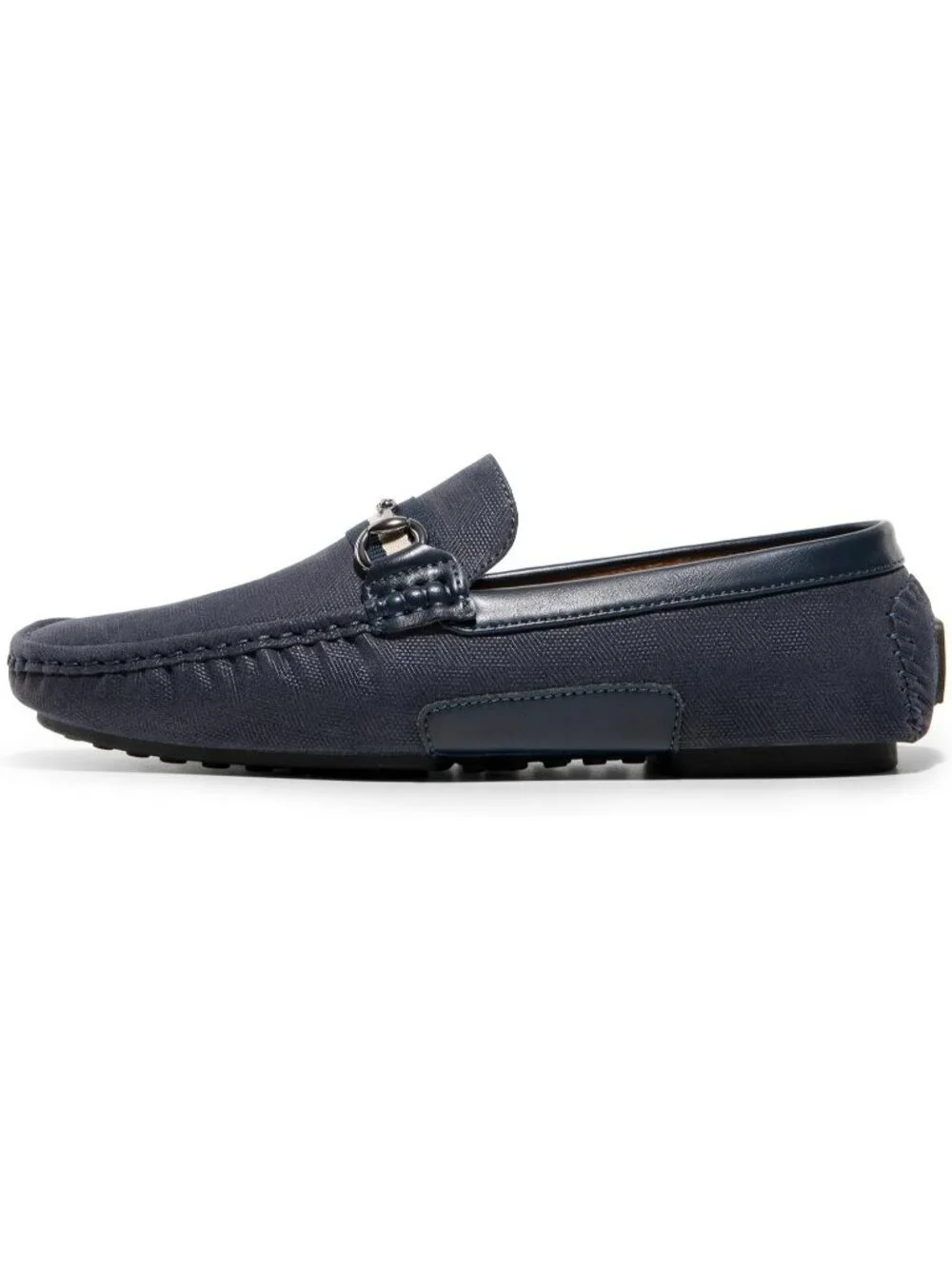 Men's Navy Faux Leather Loafers Slip On Flexible and Comfort Moccasins Shoes